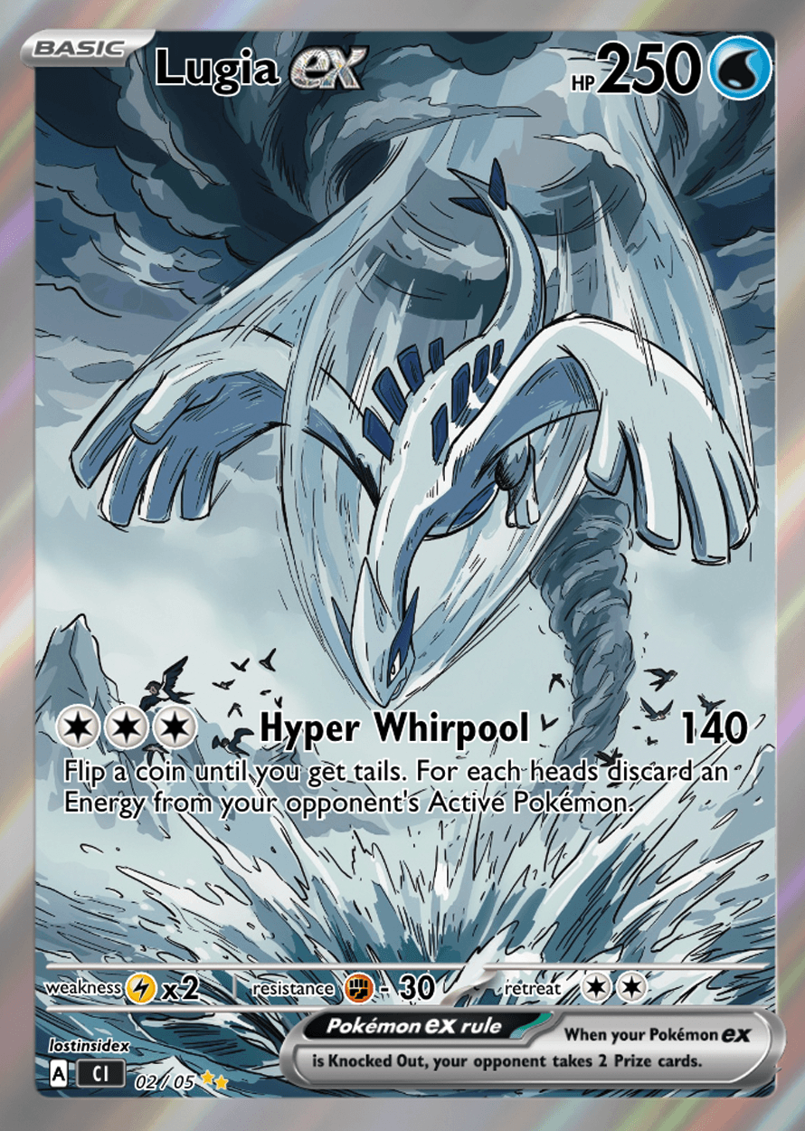 Club-Karte Drop 001: Lugia, am iPad gezeichnet
